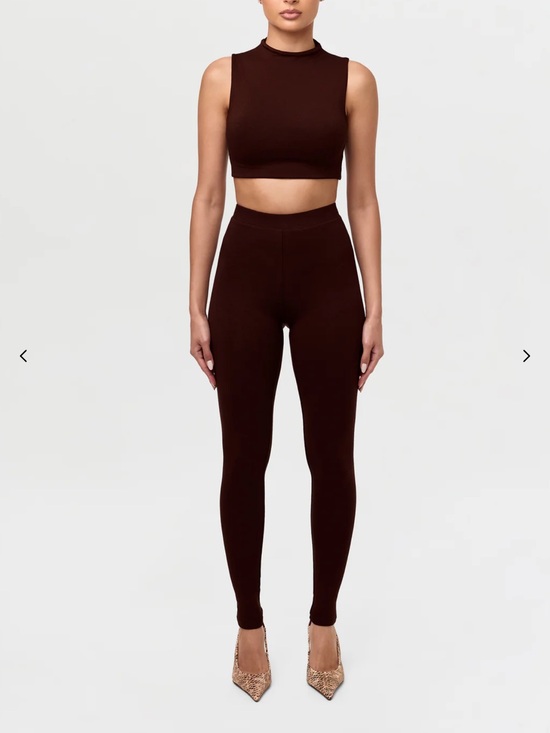 naked wardrobe Pants - naked wardrobe Dark Brown High-Rise Leggings and long sleeve bodysuit